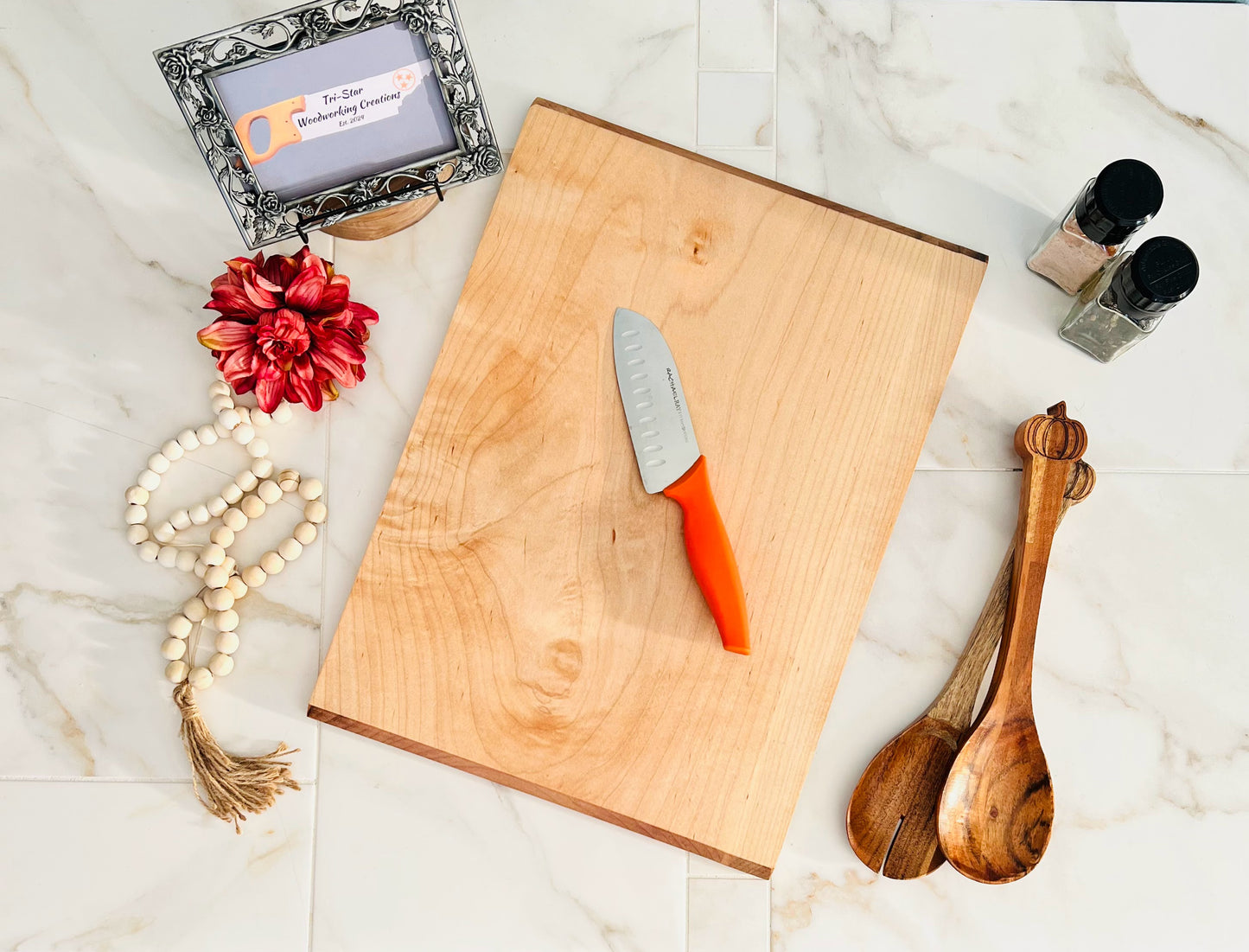 Personalized Maple Cutting Board with Walnut Inlay