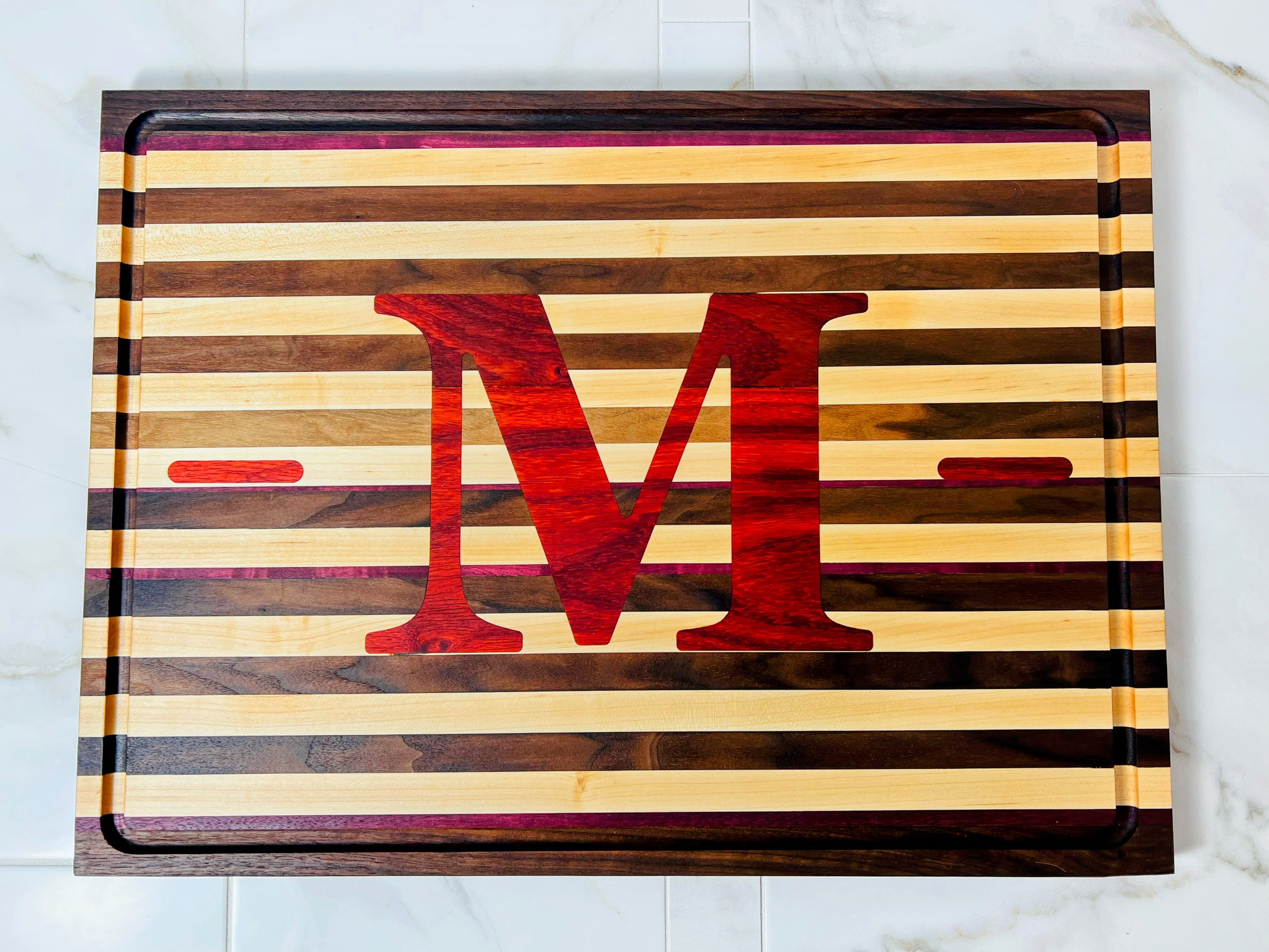 Maple / Walnut Cutting Board with Padauk Inlay