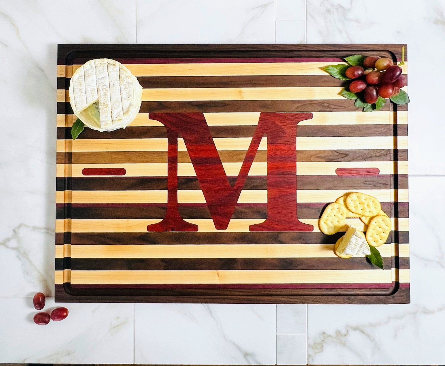 Maple / Walnut Cutting Board with Padauk Inlay