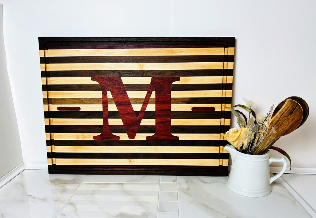 Maple / Walnut Cutting Board with Padauk Inlay