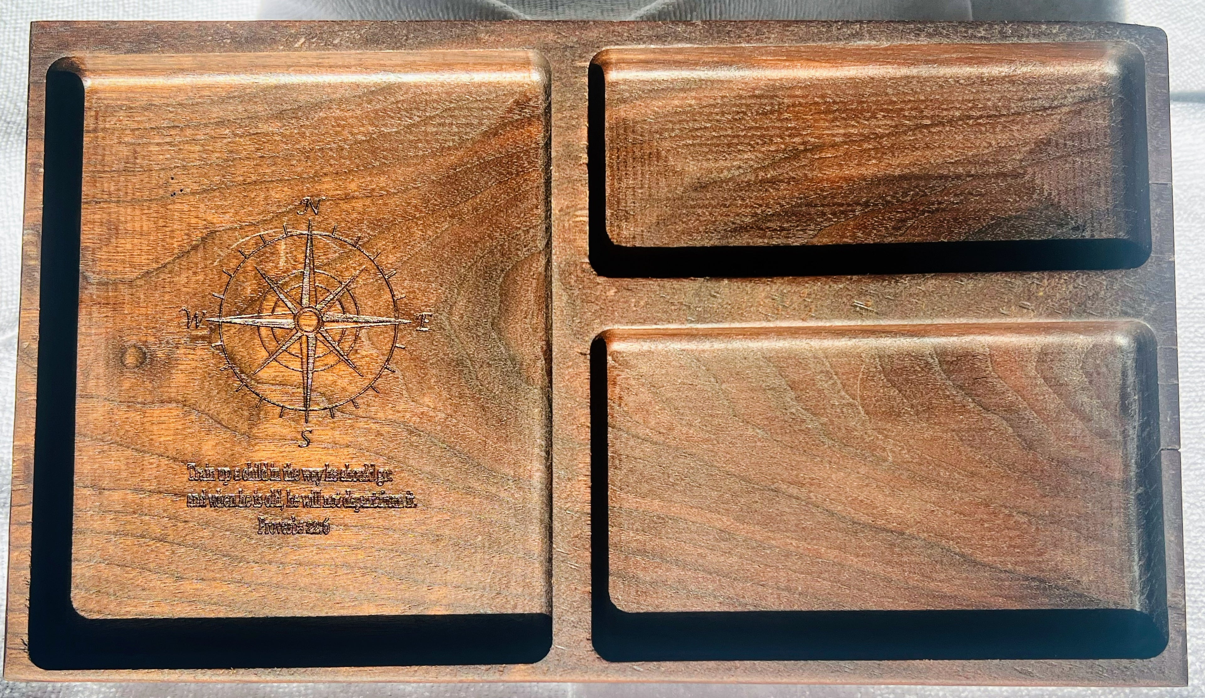Walnut Valet Tray with Inspirational Message
