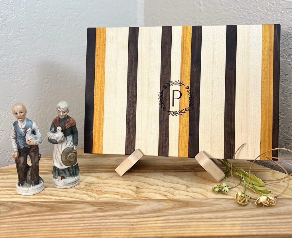 Personalized Walnut / Maple Cutting Board with Osage Orange Highlights