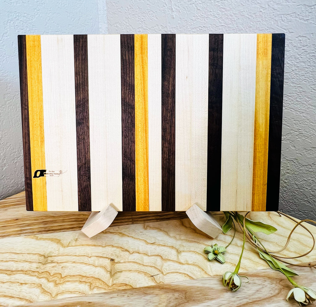 Personalized Walnut / Maple Cutting Board with Osage Orange Highlights